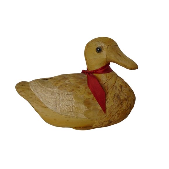 Vintage Corn Husk Duck Handmade Folk Art Chinese Souvenir Shanghai - Picture 1 of 8